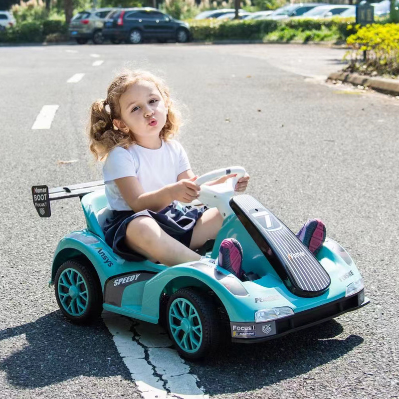 Coche eléctrico para niños, kart, coche de juguete de cuatro ruedas, control remoto, coche para niños de 3 - 6 - 8 años de edad