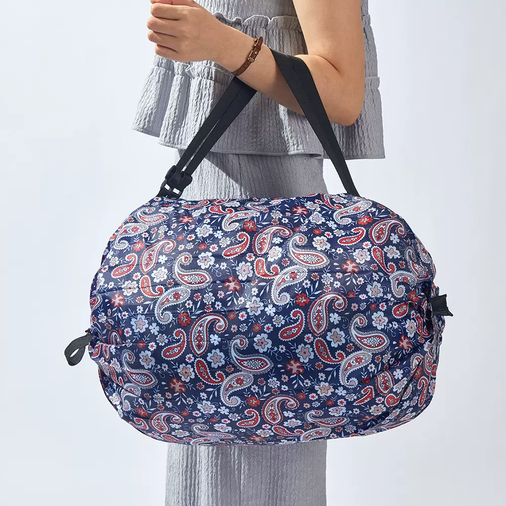 韩式新款创意花纹可折叠超市买菜购物袋便携大容量手提收纳包装袋