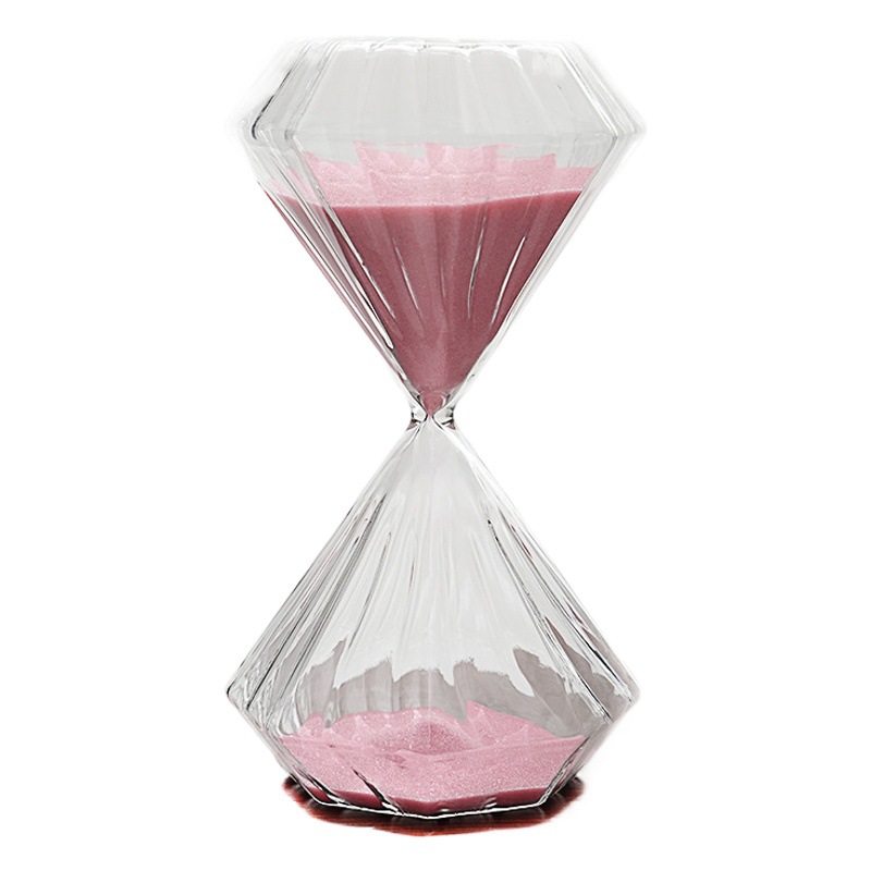 Creativo ins Rosa rayas reloj de arena temporizador diamante cristal decoración del hogar fábrica al por mayor