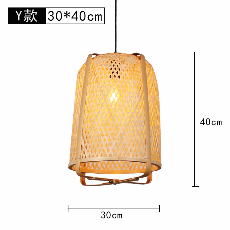Lámpara de araña tejida de bambú Restaurante chino Lámpara de salón de té de linterna de bambú Restaurante japonés Sombrero de paja Lámpara de araña tejida de ratán B & B