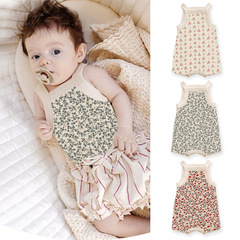 2024 New Infant Floral Sling Ins Nordic Style Jumpsuit Summer Breathable Baby Summer Clothes
