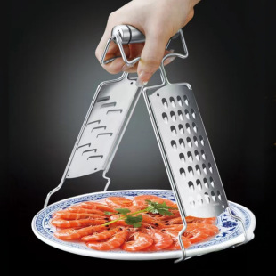 New Product 304 Stainless Steel Multifunctional Dish Clip with Grater for Shredding Radish and Cucumber, Cross-Border