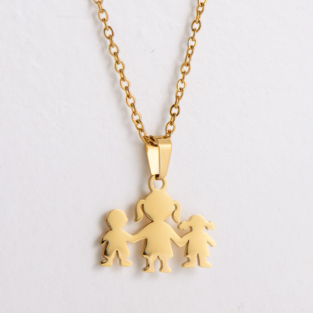 AML [Distribution New Products] Titanium Steel 316L Ornament Cartoon Simple Pendant Set Earrings Chi