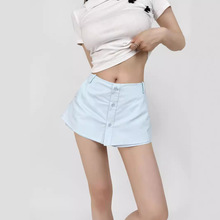 假两件迷你裤裙女2024夏季新款学院辣妹设计感防走光衬衫A字短裙