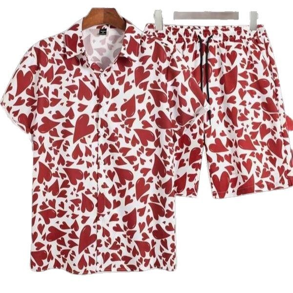 2025 nuevo estilo Amazon transfronterizo tendencia de moda casual europea y americana camisa de manga corta pantalones cortos traje MB1 MA1