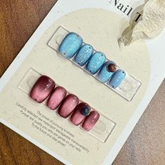 藍莓柿子撞色跳色水果捏捏貓眼可愛個性小眾短款純手工穿戴甲