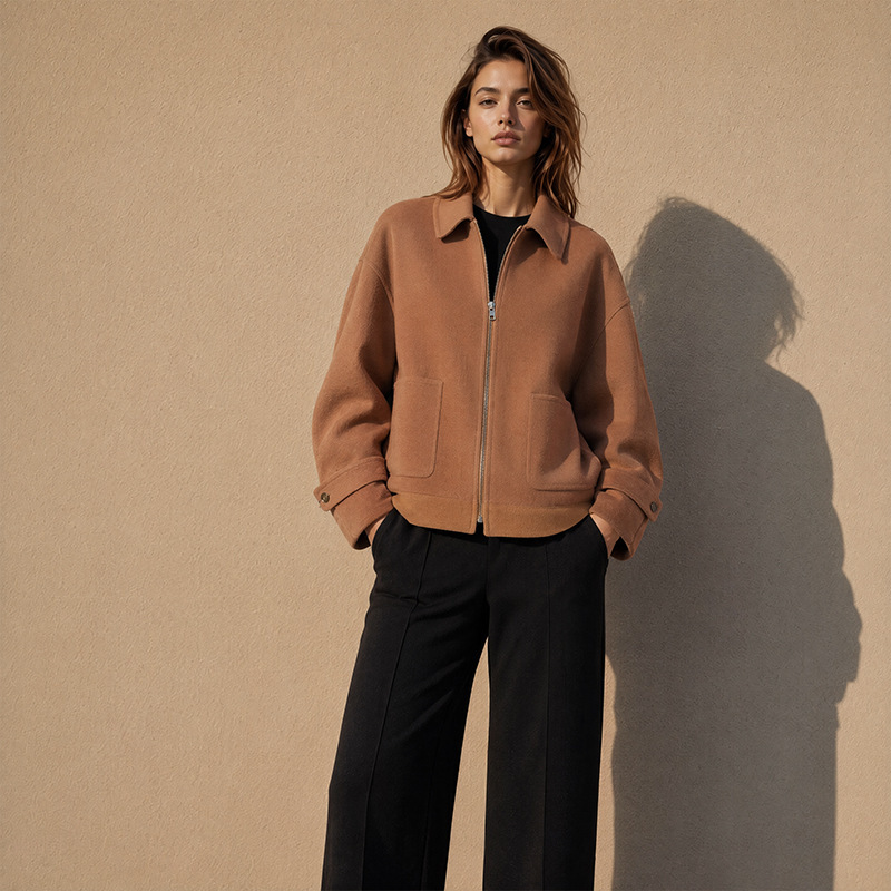 Heying 2026 Autumn/Winter Wool Coat Casual Turn-down Collar Woolen Short Coat for Petite Women Double-sided Woolen Top for Women Heying 2026 Autumn/Winter Wool Coat Casual Turn-down Collar Woolen Short Coat for Petite Women Double-sided Woolen Top for Women