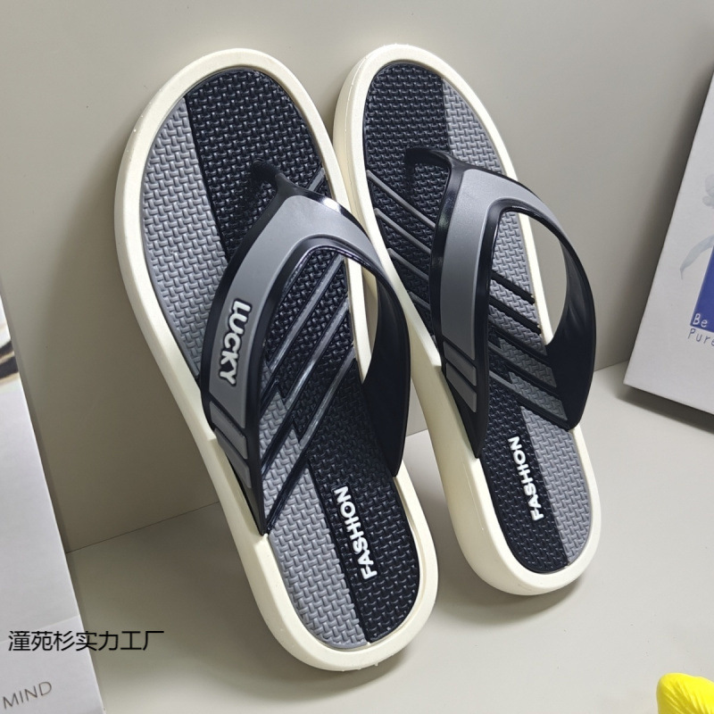 高颜值男士拖鞋沙滩夏季外穿新款软底防滑夹脚耐磨防臭厚底人字拖|undefined