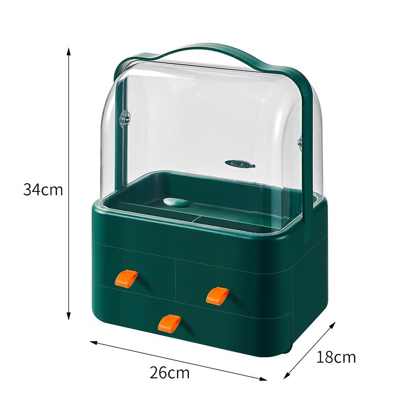 Caja de almacenamiento de cosméticos a prueba de polvo de gran capacidad de escritorio doméstico de acabado de tocador de lápiz labial estante de productos de cuidado de la piel
