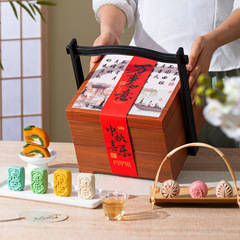 2025中秋节中式月饼礼盒装桃山皮糕点奶黄流心批发企业批发送礼品