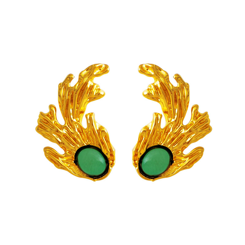 Retro Geometric Copper Earrings Plating Resin Copper Earrings