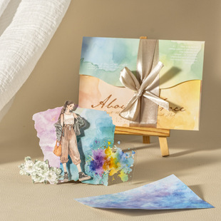 Ketchup Girl Multi-Size Watercolor Smudged Landscaping Collage Material Pack about Trace Series Handbook DIY Decoration