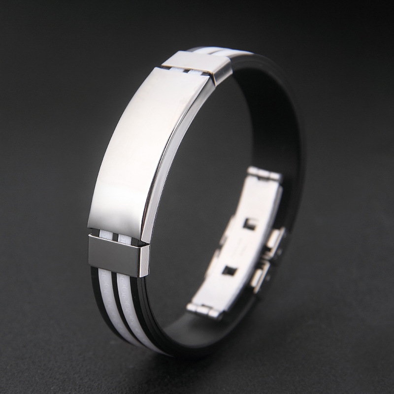 Personalidad de acero de titanio de Europa y América Gran Muralla pulsera de silicona de moda de hombre pulsera de acero inoxidable al por mayor fábrica directa