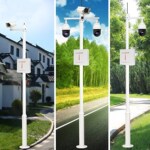 监控立杆防水箱监控组合立杆3/3.5/4米小区道路摄像头八角杆圆柱