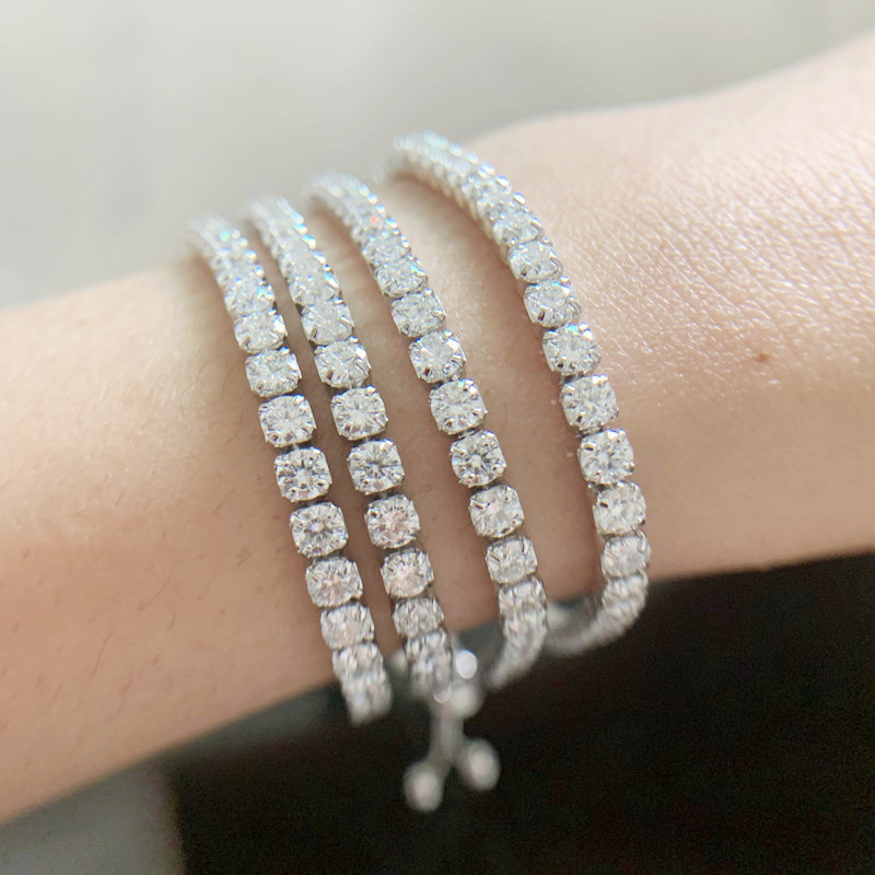 5g Weight Moissanite Inlay Material 925 Sterling Silver Bracelets Simple Style Shiny