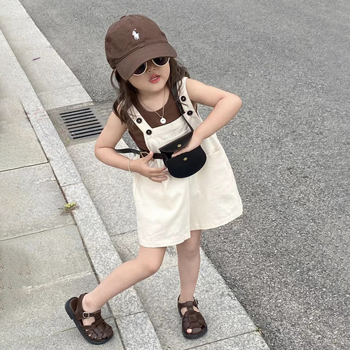 Girls  new summer style baby girl Internet celebrity short-sleeved overalls children's clothing