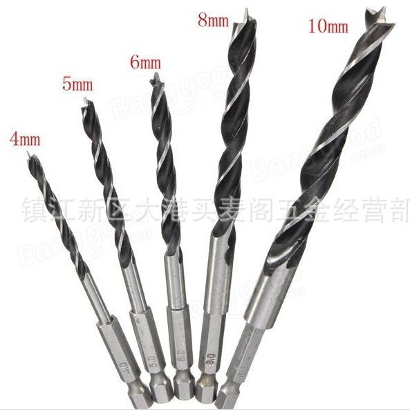 六角柄三尖木工钻 高速钢木工麻花钻头套装 木工扩孔工具套装