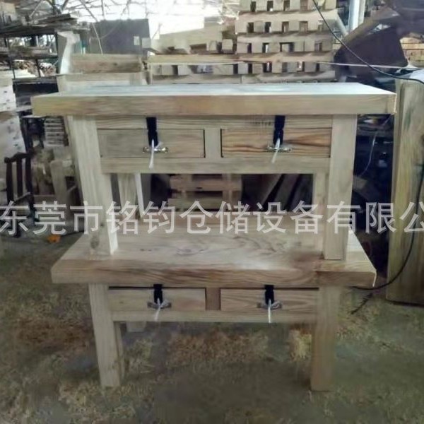 模具工作台重型钳工桌实木工作台原木工具桌钳工台虎钳操作台桌