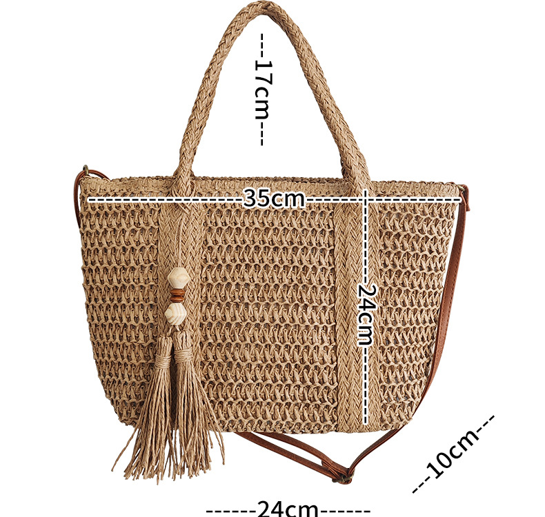 Mujeres Papel Color Sólido Vacaciones Tejido Hilo De Coser Cuadrado Cremallera Bolsa De Paja display picture 2