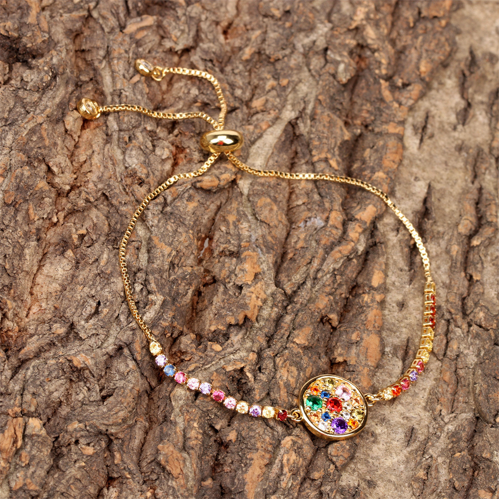 wholesale jewelry round zircon pendant splicing copper bracelet nihaojewelry