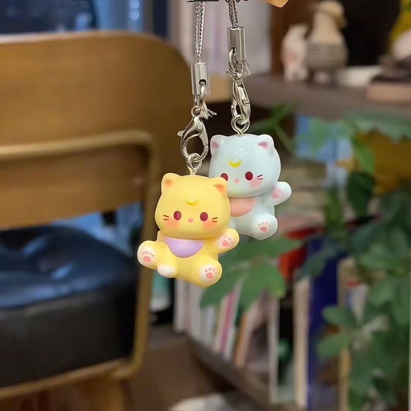 新款卡通招财猫咪手机绳钥匙扣少女学生可爱包包挂件情侣闺蜜礼物|undefined