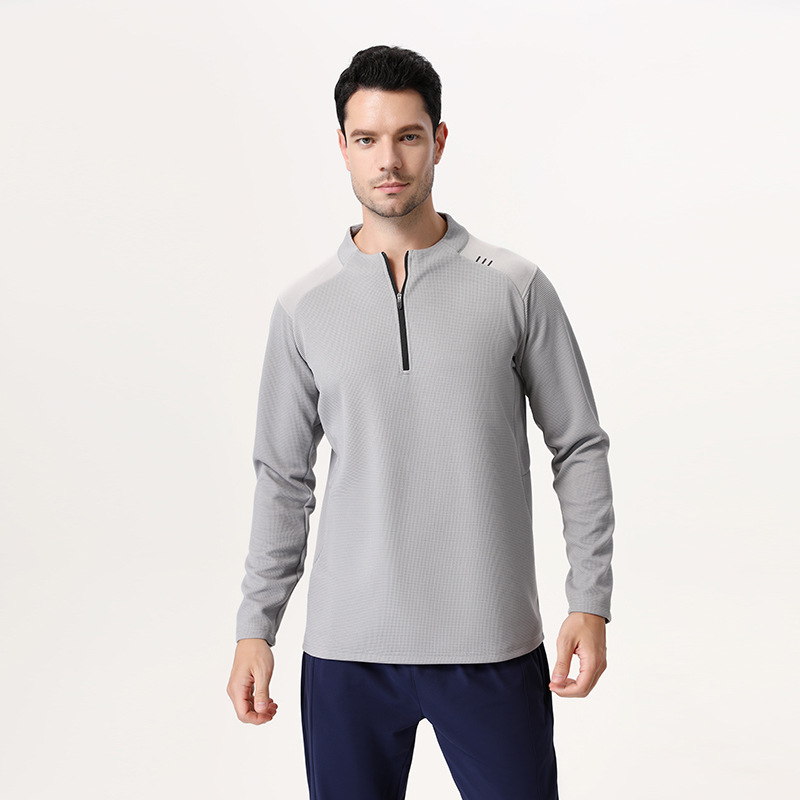 Camisa de manga larga con media cremallera para hombre lulu, ropa deportiva de secado rápido al aire libre, ropa de entrenamiento de fitness para correr, ropa de ciclismo, suéter casual