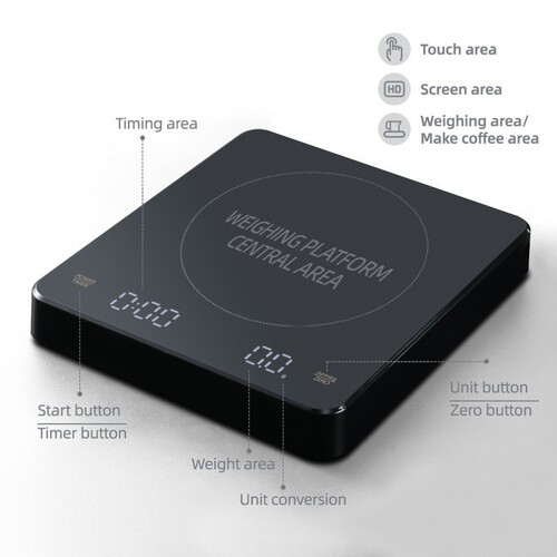 Automatic Timing Pour-Over Coffee Scale with LED Hidden Screen, 3kg Home Kitchen Scale Food Scale