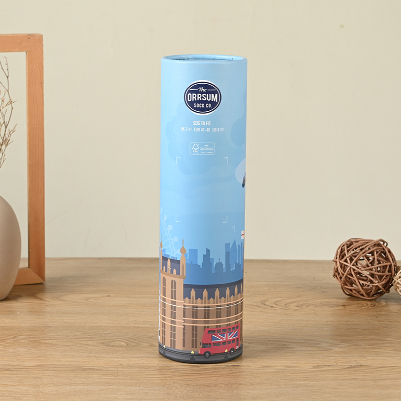 英伦风蜡笔包装纸管定做logo牛皮纸学习文具纸罐圆形包装纸筒