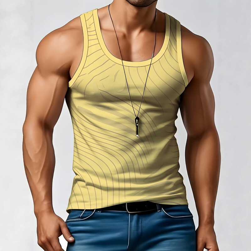Y2 Men's Black Base Gold Chain Print Sports Vest Fitness Sleeveless T-Shirt Supports Dropshipping