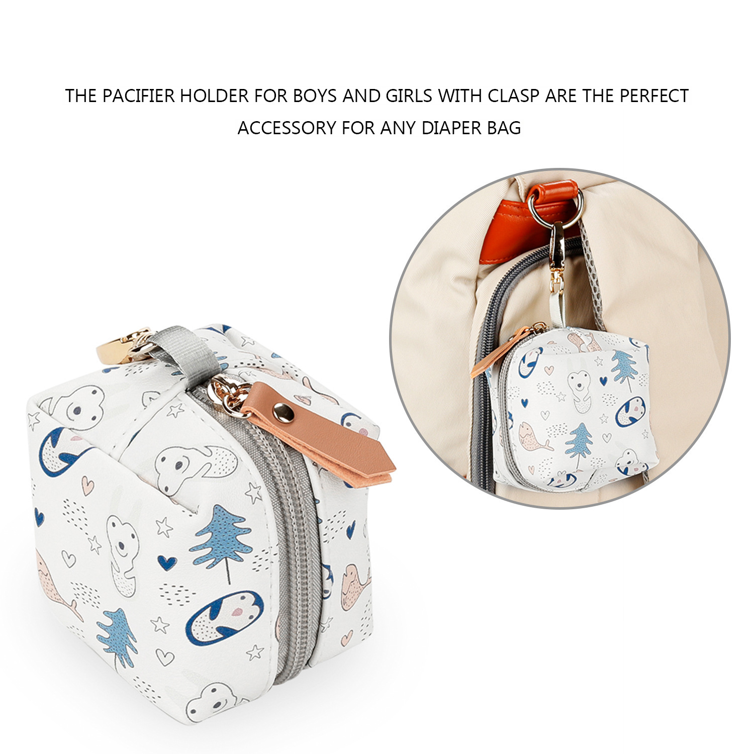 pu waterproof pacifier bag can be hung with mummy bag and other pacifier case pacifier box cpc test certificate