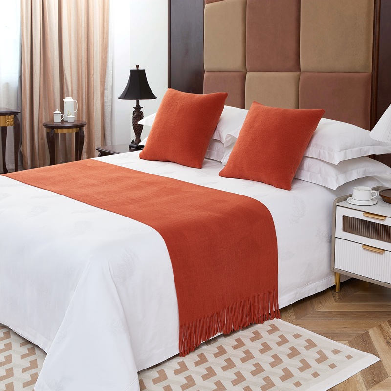 Bandera de cama toallas de cola de cama residencial hotel de lujo cubierta de cama doméstica nueva habitación modelo chino toallas de cama de color sólido