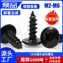 TA黑色大扁头十字自攻螺丝蘑菇头大圆头伞头尖尾螺丝钉M3/M4/M5M6