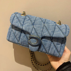 2024 New Quilting Tabby Embroidered Chain Bag with Denim Canvas, Shoulder or Crossbody Dionysus Bag for Women