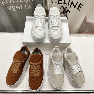 Dongguan Houjie ~ Genuine Leather Lightweight Thick Bottom White Shoes Women's 25 Spring New Small Height Increasing Sports Casual Shoes