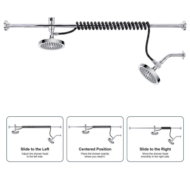 Cross-border American-style concealed dual showerhead shower set, home use retractable rod bracket couple combination showerhead Cross-border American-style concealed dual showerhead shower set, home use retractable rod bracket couple combination showerhead