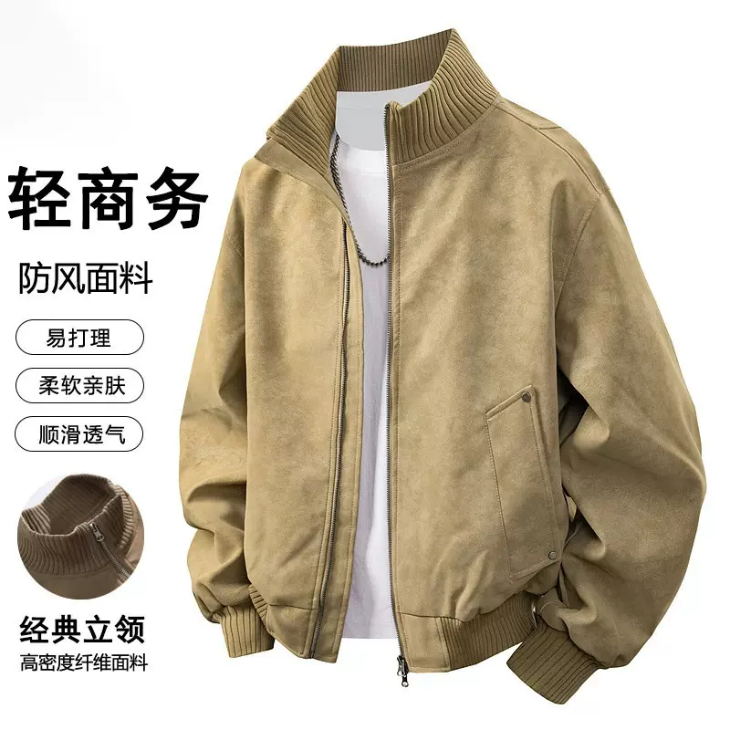 扎染皮衣棉服外套男女款秋冬季cleanfit飞行员夹克立领短款棒球服