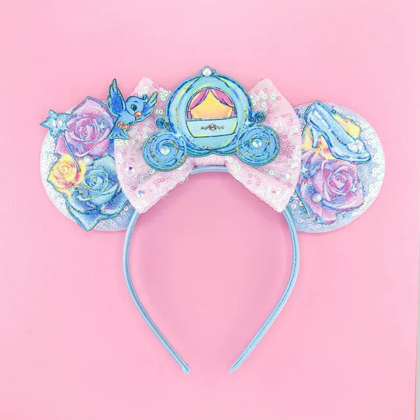 Cross-border New Cinderella Mickey Ears Headband Castle Pumpkin Carriage Headwear Amusement Park Decorative Hair Accessories
