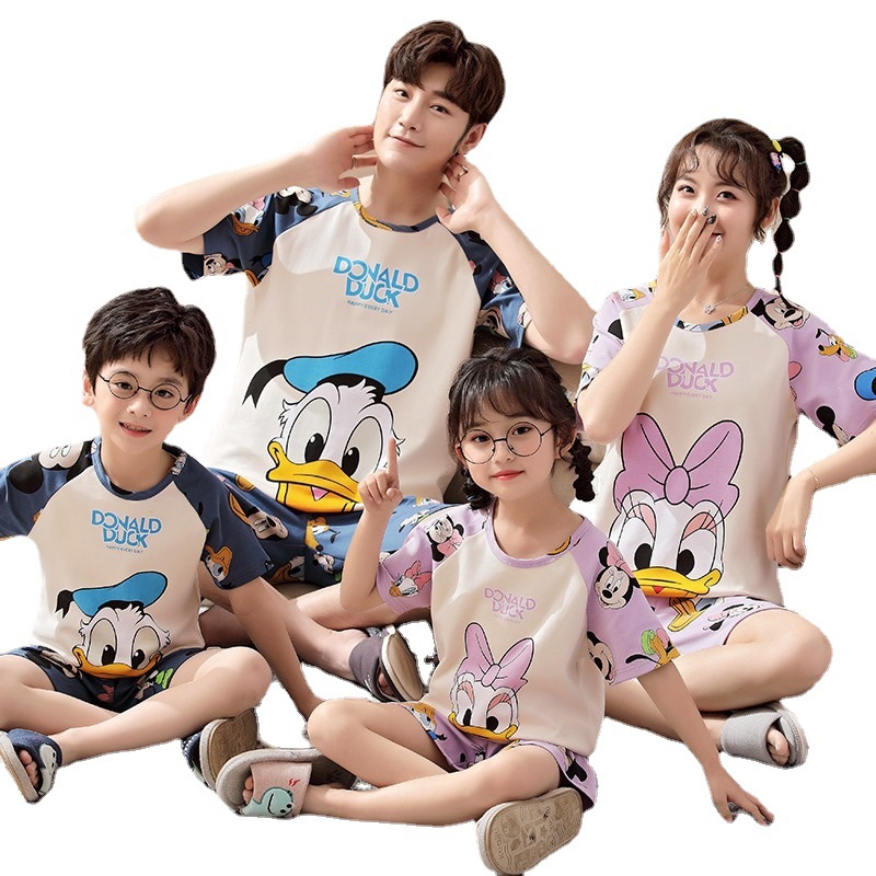 Parent-Child Pajamas, Pure Cotton, Summer, Boys and Girls, Family of Four, Mother and Daughter, Round Neck, Comfortable, Outerwear, Home Wear Set, Short Sleeves Parent-Child Pajamas, Pure Cotton, Summer, Boys and Girls, Family of Four, Mother and Daughter, Round Neck, Comfortable, Outerwear, Home Wear Set, Short Sleeves
