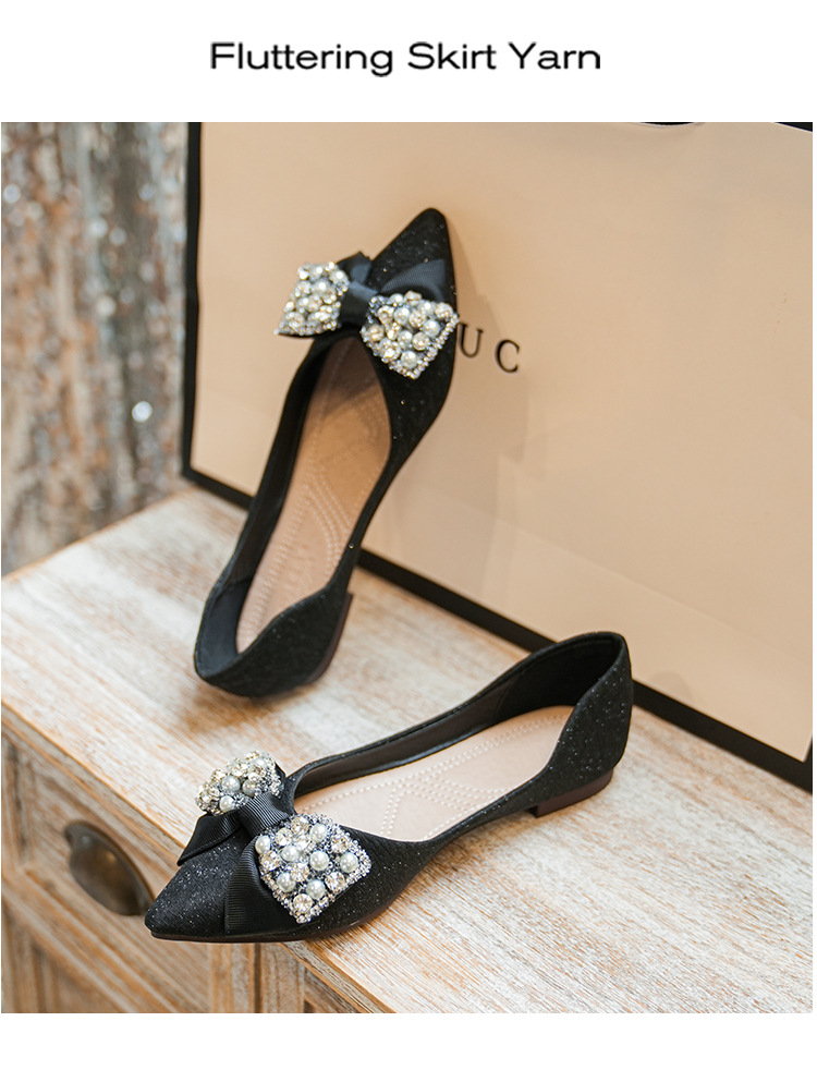 Women's Elegant Solid Color Bow Knot Point Toe Flats display picture 13
