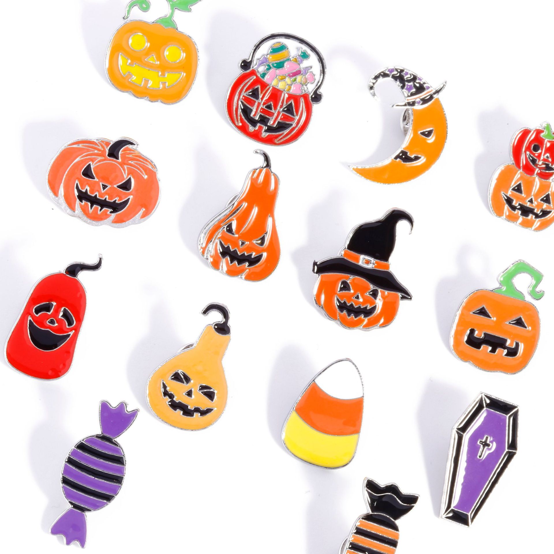 13g Weight Brooches Classification Party, Festival Occasion Zinc alloy Material Halloween Festival Pumpkin, Candy Pattern Unisex Gender Enamel Design Funny, IG Style Style Funny IG Style Pin Pumpkin Candy Zinc Alloy Enamel Unisex Brooches 2
