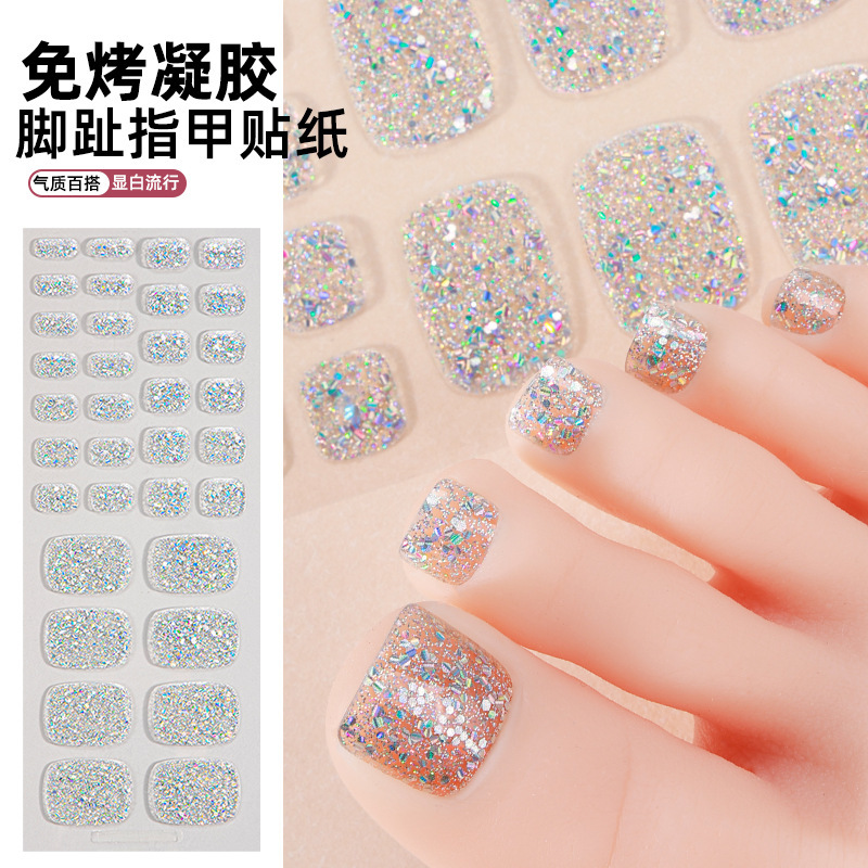 Zhengxiang Custom Gel Manicure Stickers Bake Free Solid Color Tail Stickers Cross Border No uv gel nail toe stickers