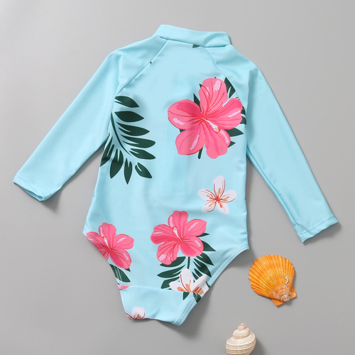 Children's swimsuits, girls, one-piece, small, medium and large children, baby girls, cute and stylish sun protection beach swimsuit set