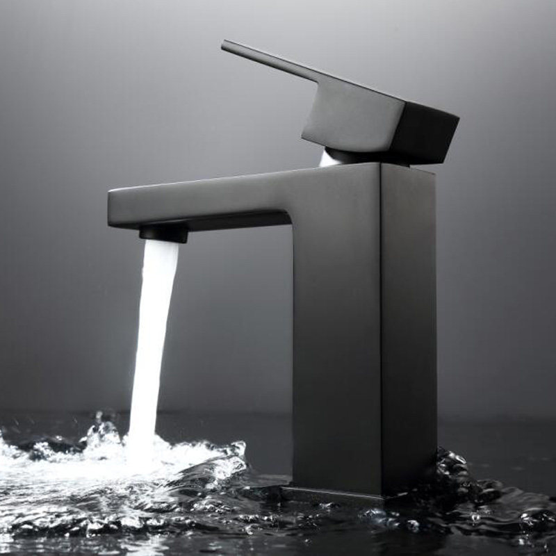 Black all-copper hot and cold basin faucet, under-counter basin washbasin laundry sink single-handle single-hole waterfall faucet