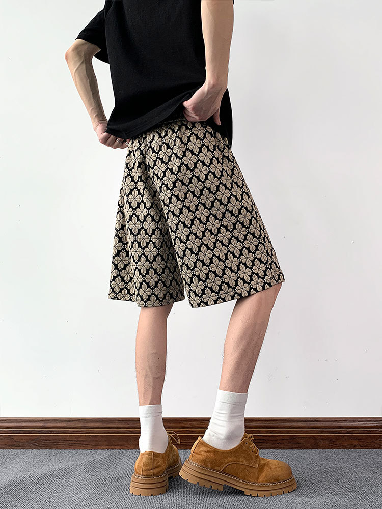 Herren Shorts Mit Hahnentrittmuster Vintage Stil Locker_voghion.com