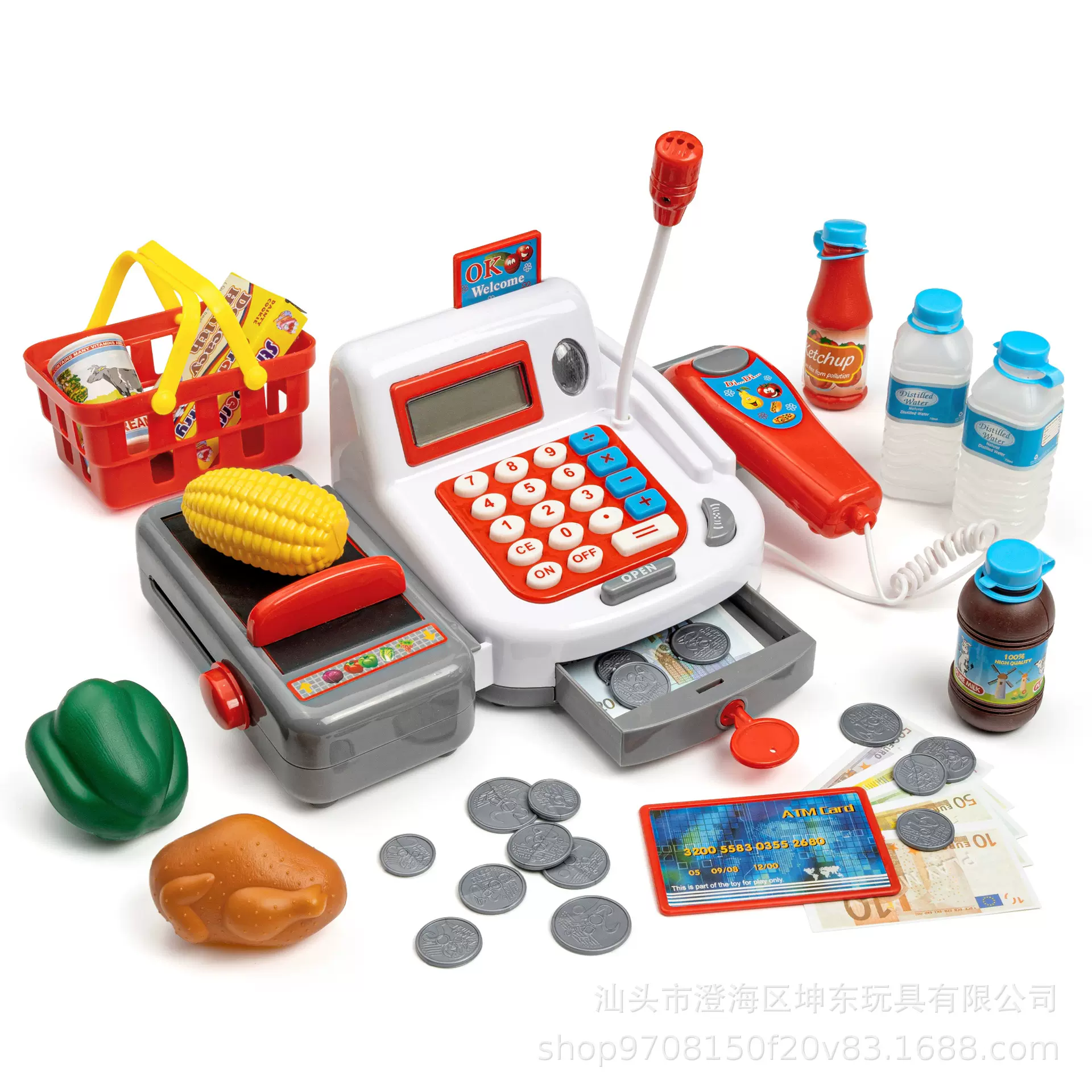 跨境儿童超市收银机玩具仿真多功能收银台售货益智女孩过家家玩具