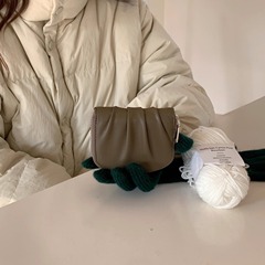 新客时尚褶皱感INS新款简约女可爱小巧钱包网红纯色百搭零钱包