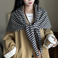 精品 ~柔软条纹大披肩女秋冬新款保暖搭配叠穿气质针织披风#31