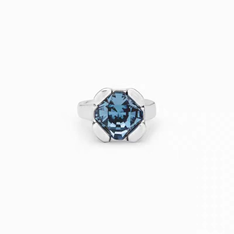 Plating Design Wholesale Jewelry Classic Style Geometric Copper Crystal Plating Rings