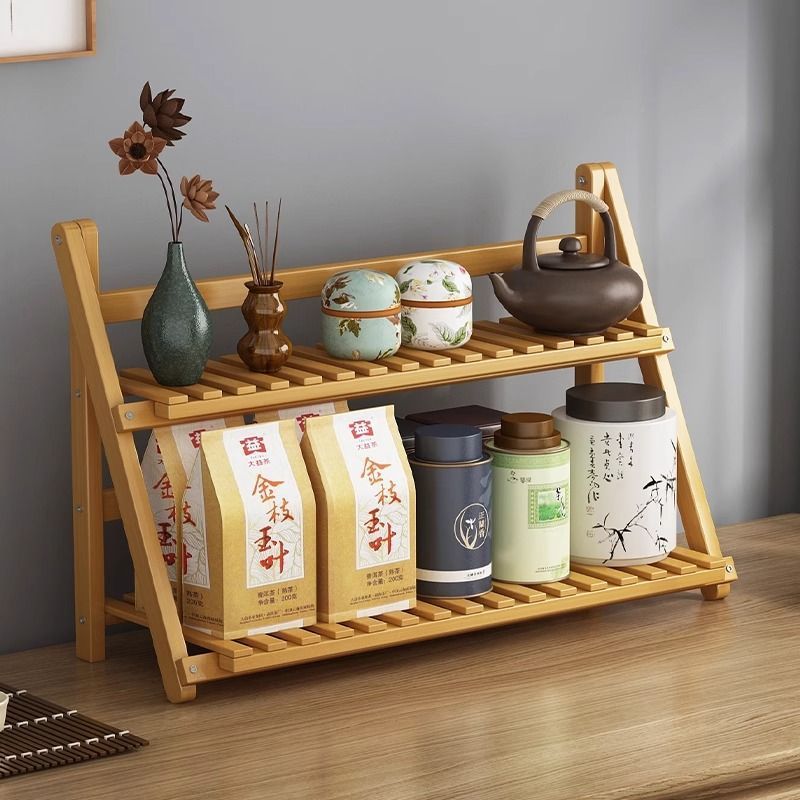 Small Tea Table Storage Rack, New Chinese-Style Tea Table Ornament, Decoration, Water Cup, Tea Leaf Holder, Tea Set Rack