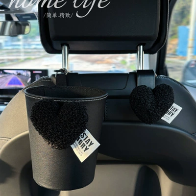 Car tissue box/set, Luxury Love Heart Hanging Strap Car - black-velvet-love-hanging-black-trash-can-hook-1